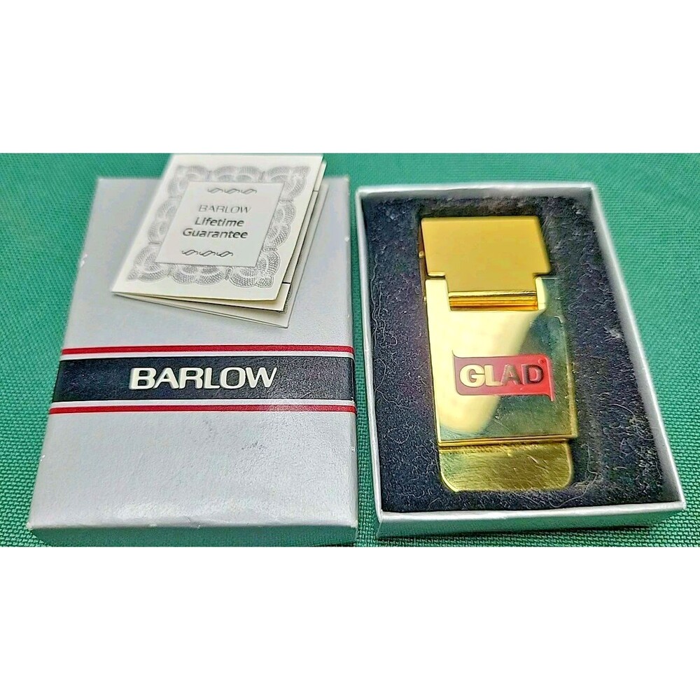 Vintage Barlow Advertising Money Clip GLAD gold tone Collectible Promotional